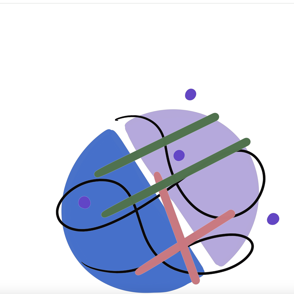 <b>Adding Complexity and Movement</b>Here, I added curves and extra layers to show dynamic thinking. The intersecting shapes and vibrant lines symbolize the flow and interaction of ideas in my creative process.